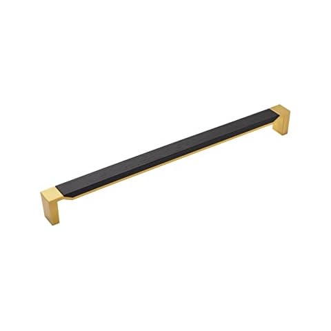 Belwith-Keeler Fuse Collection Appliance Pull 18 Inch Center to Center Brushed Golden Brass with Black Wood Finish Cover