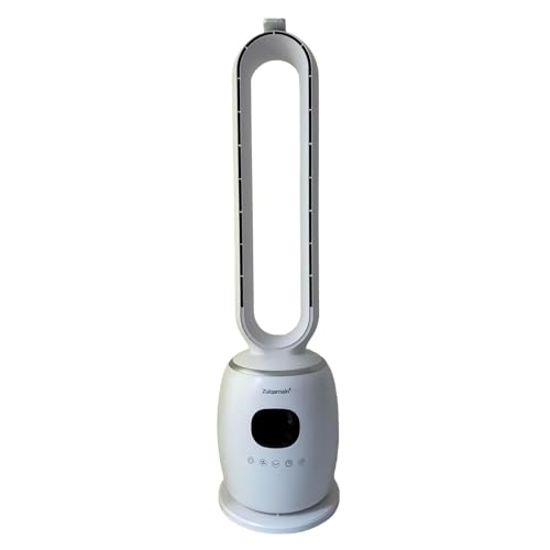 A2Z Bladeless Tower Fan 60W White with Remote Control Slim Design LED Display 3 Speeds 3 Modes Sleep Natural Normal 60 Degree Oscillation Timer 12 Hour Quiet Cooling Fan for Home Office