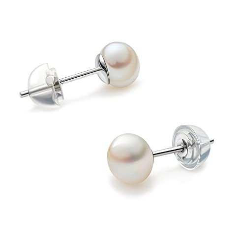 NORBU S925, AAA+ Button Freshwater Stud Pearl Earrings for Women, Timeless Elegant Gifts for Her Mom Wife, Mothers Day/Wedding Anniversary/Christams