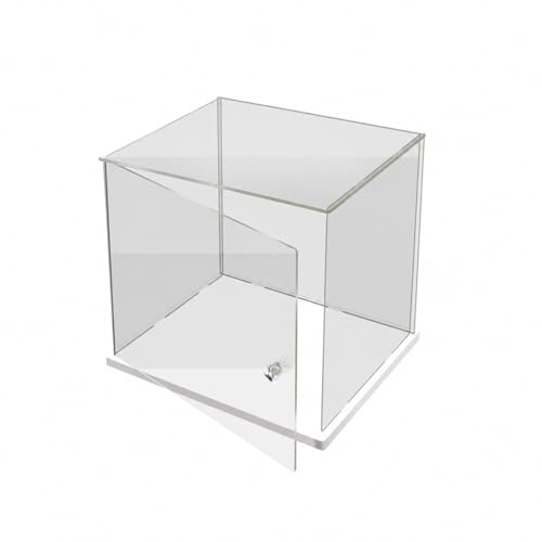 IDAFSA Clear Acrylic Display Case,Display Box Stand with White Base,with Door, Dustproof Protection Showcase for Collectibles Memorabilia Figurines ,12 Size Options (8x8x8 inch; 20x20x20cm)