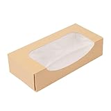 50 Stück Sushi-Behälter + Fenster ’Thepack’ 220 g/m2 + Opp, 19,7 x 9 x 4,5 cm, Braun, Nano-Mikro-Wellpappe, 50 Stück
