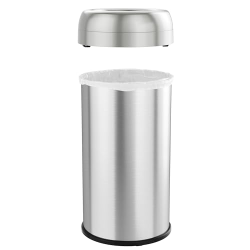 Image of iTouchless 16 Gallon / 61 Liter Dual-Deodorizer Trash Can and Recycle Bin, Stainless Steel Commercial Grade Large 10 Inch, Home, Restaurant, Restroom, Office, Open Top, Round