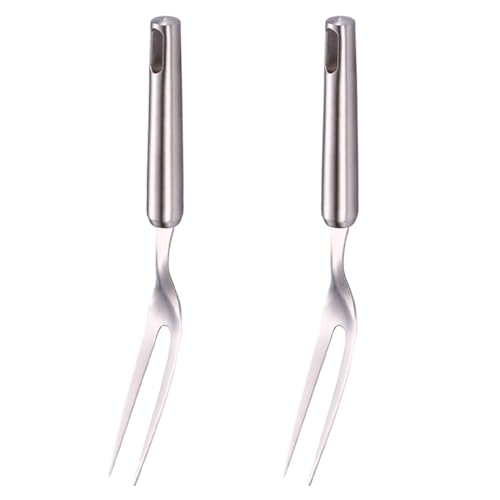 EdirFtra Fourchette à Viande en Acier Inoxydable Carving Fork, Barbecue Cooking Meat Fork, Fourchette à Viande à Deux Broches, Dents en Acier Inoxydable/Prongs. 29cm Carving Fork