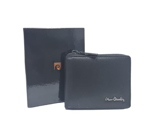 Pierre Cardin Portafoglio In Vera Pelle Con Zip E Logo In Metallo Brunito, 7 Scomparti Carte, Doppio Scomparto Banconote, Portamonete, Dimensioni 12X9,5X2 Art. 8818 A, Colore Nero - 3