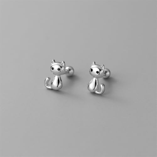 Cute 20g Cat S925 Sterling Silver Screw Back Cartilage Small Stud Earrings for Women Minimalist Lovely Pet Animal Tiny Helix Sleeper Earring Studs Nickel Free Hypoallergenic Jewelry Gifts3