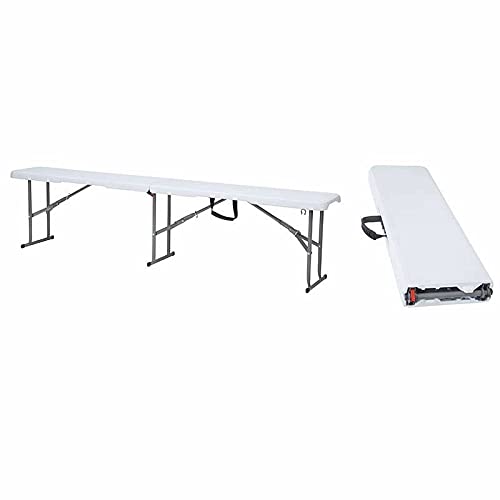 Gardenia Panca Set birreria in Resina Pieghevole Rinforzato con 3 Gambe in Ferro 183x28xh43 cm, Colore Bianco