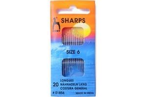 Pony Hand Sewing Needles Sharps: Size 6, 000-00, Multi-Colour
