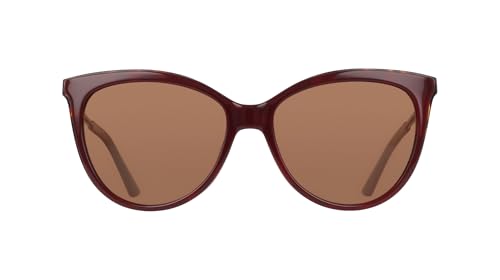 COLE HAAN Women's CH7088 Polarized Cat Eye Sunglasses, Burgundy, 56/16/140
