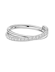 Silver, Clear CZ Twisted Hoop