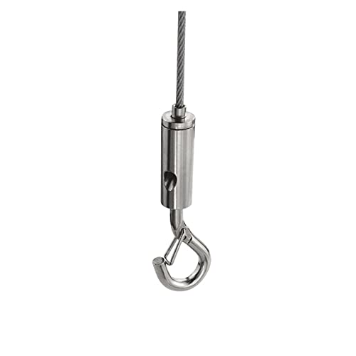 Image of Stainless Steel Automatic Wire Rope Clamp with Lock Hook -Hold Up to 10 Kg Adjustable Picture Hanging Wire 1m with Hooks for Hanging Device Picture Hanger of Accessories
