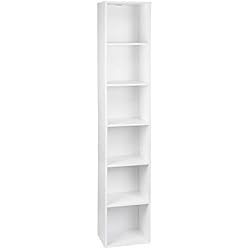 Estanterias Altas Blancas WOLTU Estantería Columna Vertical con 6 Cubos, Estanteria Alta de 30x24x158,5cm, Libreria Blanca para Exposición, Estanteria Cubos para Oficina, Habitacion y Estudio Juvenil, SK003ws6