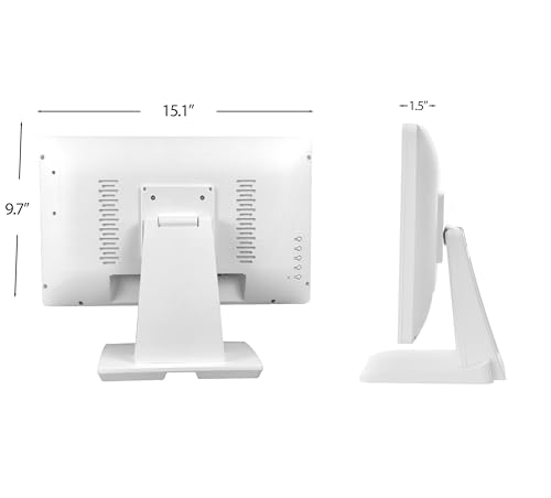 Image of Commercial Grade 17.3 Inch 1920 x 1080 FHD Touchscreen POS Monitor, 10 Points Touch HDMI VGA, Waterproof Dustproof Screen, Indusitrial, Office, Retail, Gym, Warehouse (White)