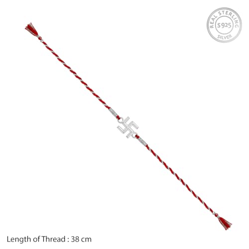 Image of GIVA 925 Silver Eternal Swastik Rakhi | Raksha Bandhan Rakhi for Mens | Gift for Couple | With Certificate of Authenticity and 925 Stamp