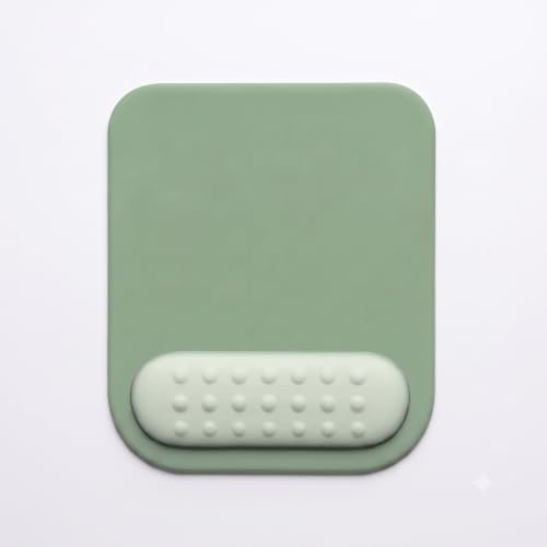 Image of Mouse Pad with Gel Wrist Rest Support, Ergonomic Mouse Cushion with Non Slip Rubber Base Mouse Pad for Laptop, Computer, Gaming, Office (Olive Green, Rectangular)