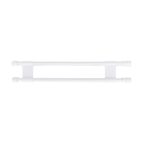 Camco 34' Double RV Refrigerator Bar -Holds Food and Drinks in Place During Travel - Prevents Messy Spills - Spring Loaded and Extends Between 19' and 34' - White (44074)