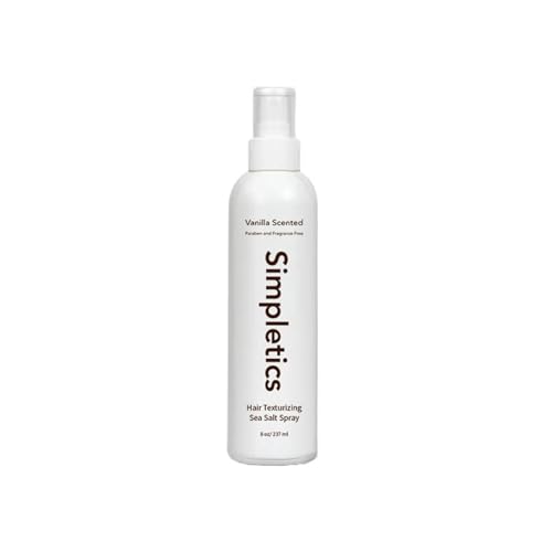 Spray de sal marina Simpletics, Simpletics Texturizante Vainilla Sal Marina Spray, Spr-ay de sal marina de piña colada, spr-ay de sal marina para hombres (Vanilla)
