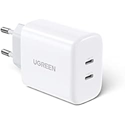 Ugreen Cargador Usb C Power Delivery 3.0 UGREEN Cargador iPhone 40W Doble USB C, USB C Charger Power Delivery Compatible con iPhone 15 Pro MAX/ 14 Pro/ 13/12/ SE 2022, Galaxy S22/S21/S20, Redmi Note 11, iPad Pro