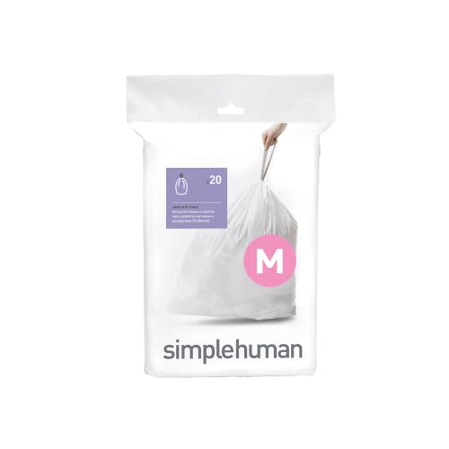 Image of simplehuman CW0173 code M Custom Fit Bin Liners, White Plastic (Pack of 20 Liners)
