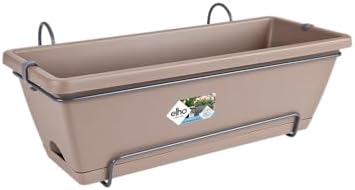 elho Barcelona Allin1 50 Balcony Planter - with Saucer and Hanging rack - 100% Recycled Plastic - Ø 49.5 x H 18.5 cm - Green/Mint