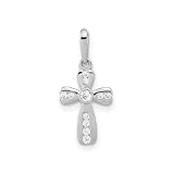 Jewelry Affairs Colgante de cruz de oro blanco macizo de 14 quilates, 17 x 8 mm