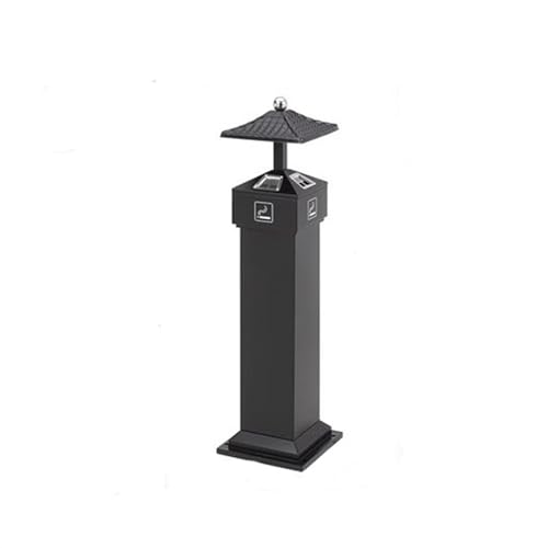 SDA287MZ Papelera para Exterior Columna Comercial de extinción de Humos de Acero inoxidableColumna de Cenizas Vertical for exterioresColector de Cenizas fijable Grande Contenedor de Residuos(Negro)