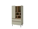 Möbel-Direkt Moderner Kleiner Schrank in Eukalyptus und Eiche, 80 x 40 x 165 cm, mit Metallfüßen und ABS-Kanten