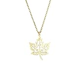 Genérico Collar colgante de hoja de arce hueco chapado en oro 14k para mujeres accesorios de joyería