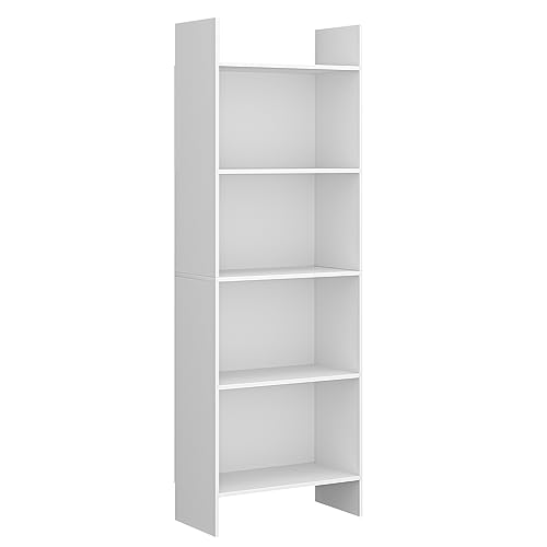 Hzuaneri Bücherregal, Regal, Standregal, Büroregal, mit 5 Fächern, offen, für Wohnzimmer, Arbeitszimmer, Büro, als Raumteiler, 24 x 50 x 140 cm, Weiß BC06503X
