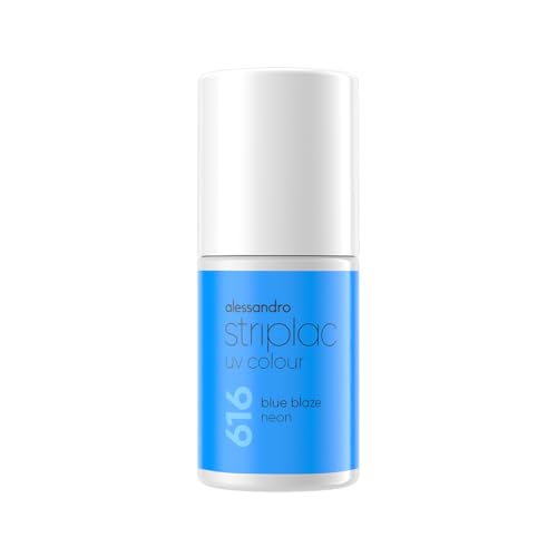 alessandro Striplac UV- Nagellack Blue Blaze Neon- Deckend & Kratzfest bis zu 15 Tage - Leichtes Auftragen - Schonende Abziehtechnologie - Vegan - 6,5ml