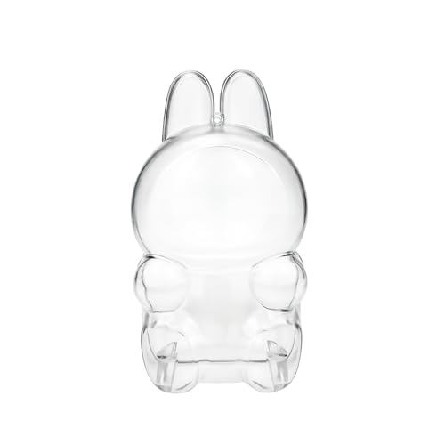 Transwon Protective Case for LABUBU The Monsters Have a Seat, Display Box Hard Case Accessories Cover with Silicone Strap White - Sitting Case, Clear