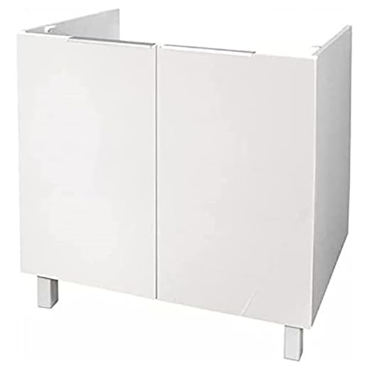 Berlenus AUCUNE - Caisson Evier Bas 80 cm Blanc Haute Brillance