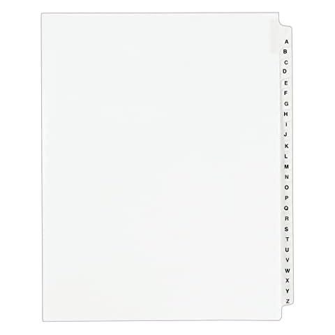 Avery Legal Index Exhibit Dividers, A-Z Cover
