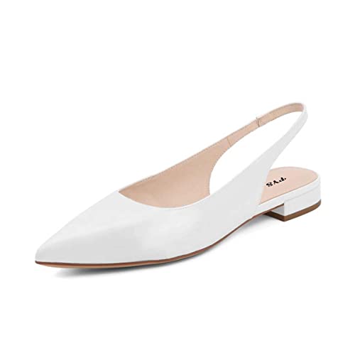 FYS Women Pointed Toe Slip on Pumps Flat Heel Backless Slingbacks Office Outfit Casual Dressy Shoes Size 4-15 US