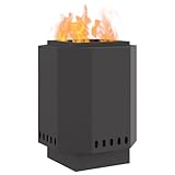 vidaXL Hoguera Sin Humo Negro 38 x 38 x 51 cm Acero, Hogar Moderno, Calentador Resistente para Patio, Chimenea de Jardín, Punto de Encuentro Social