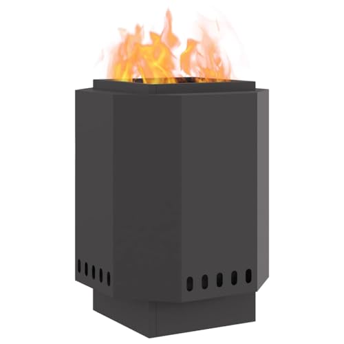 vidaXL Rauchfreier Feuerkorb Schwarz 38 x 38 x 51 cm Stahl, Moderner Feuerplatz, robuster Outdoor-Heizer, Garten und Terrasse, geselliger Wärmeplatz, Patio Treffpunkt