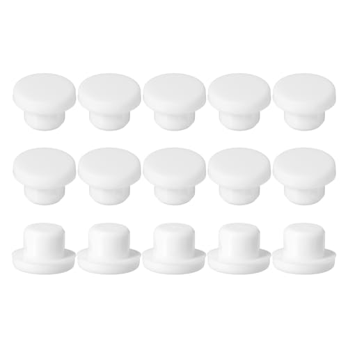 Image of uxcell 15Pcs Silicone Hole Plug, Waterproof Solid T-Shaped Rubber Stoppers Bottle Seal Tube Pipe Plug End Cap for 14mm /0.55 inch Hole for Bathtub Bottle, 0.39 inch Plug Height, White