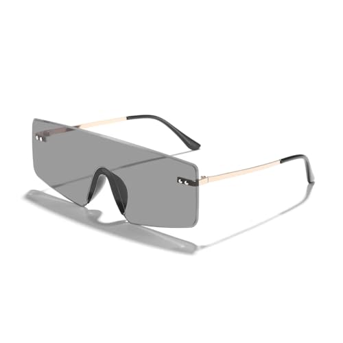 Lunettes de soleil sans monture à découpe diamantée pour plage et fête tendance