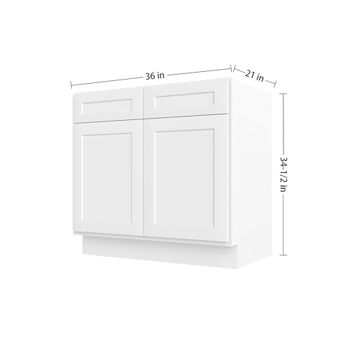 Image of Furinno Shaker Bath Vanity Cabinet Without Top, Ready to Assemble, 21 D x 36 W x 34.5 H, White