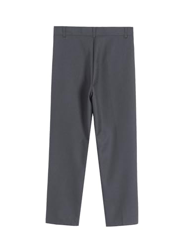 JEATHA Kids Boys School Uniform Trousers Adjustable Waist Flat Front Straight Pants for Wedding Birthday Party4