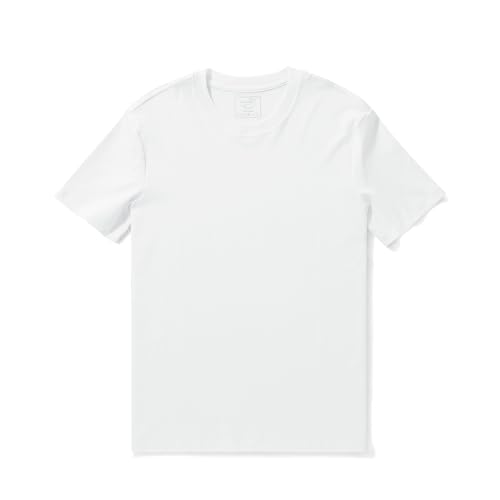 Stain-Proof Crew Neck White Short Sleeve Basic Tee Shirt