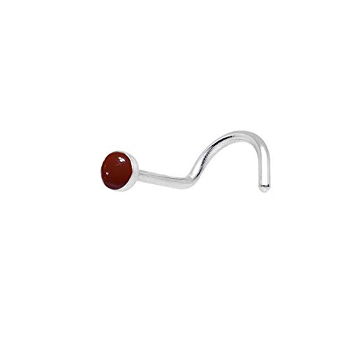 Peenzone 92.5-925 Sterling Silver Round-Shape Ruby Cup-Setting Nose Pin Stud for Women Girls-image-20