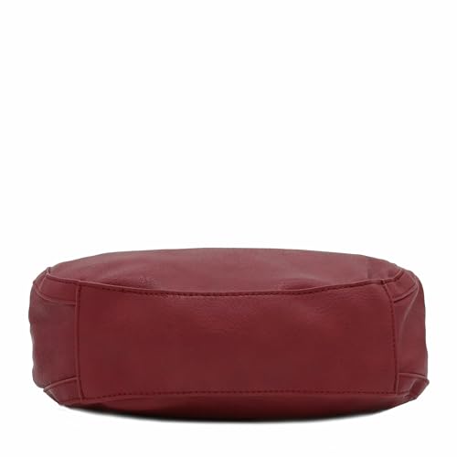 Light-weight 3 Compartment Faux Leather Medium Hobo Bag (Wine) by FashionPuzzle - Image 4
