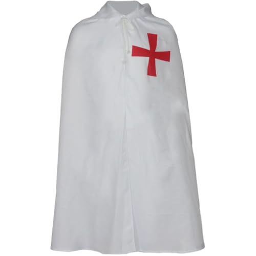Cape de templier blanche à capuche pour soirée Halloween et cosplay médiéval - 2
