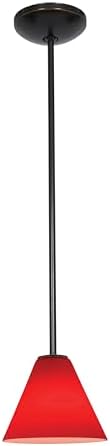 Martini - E26 LED Rod Pendant - Oil Rubbed Bronze Finish - Red Glass Shade