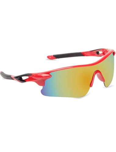 Image of Sports Sunglasses for Men & Women | UV400 Protective Shield Lens | Lightweight Cycling, Running, Driving, Cricket, Fishing & Outdoor Wraparound Sunglasses