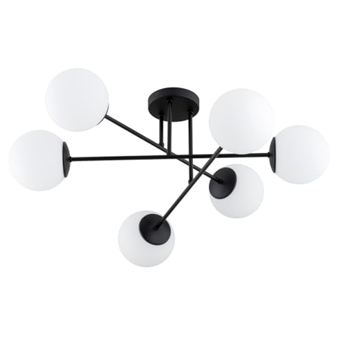 KAR LIGHTING Sputnik Deckenleuchte 6-flammig aus Stahl & Glas | Deckenlampe E27 in Schwarz für Wohn-, Ess- & Arbeitszimmer | Einfache Montage | Modern & LED-kompatibel KAR LIGHTING Sputnik Deckenleuchte 6-flammig aus Stahl & Glas | Deckenlampe E27 in Schwarz für Wohn-, Ess- & Arbeitszimmer | Einfache Montage | Modern & LED-kompatibel