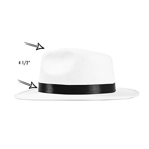 Funny Party Hats White Fedora Hats- Gangster Hats - Mobster Costume Hats (2 Pack Fedora's)- Felt Costume Hat #TOP4