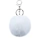Unpafcxddyig 16 Pieces Pom Pom Keychains Soft Faux Rabbit Fur Fluffy Ball Pompoms Keyring for Women Bag Accessories,Silver ring