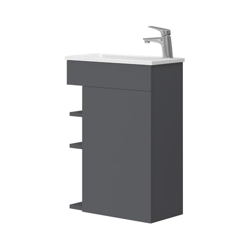 Vicco Set mobili bagno Amadeo, Antracite, 2 parti, con lavabo