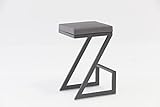 US Furnishings Express LIVINGS Z Shaped Metal Backless Barstool with Padded Seat 26'' Counter Height Barstool in Black Faux Leather & Brushed Stainless Steel Finish Black, Gray
